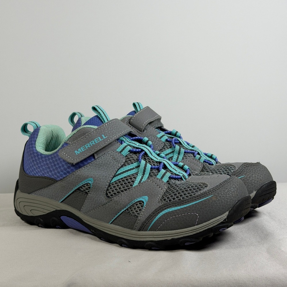 Merrell Kids Size 6 M Trail Chaser Hiking Sneakers Grey Blue Turquoise MY57111